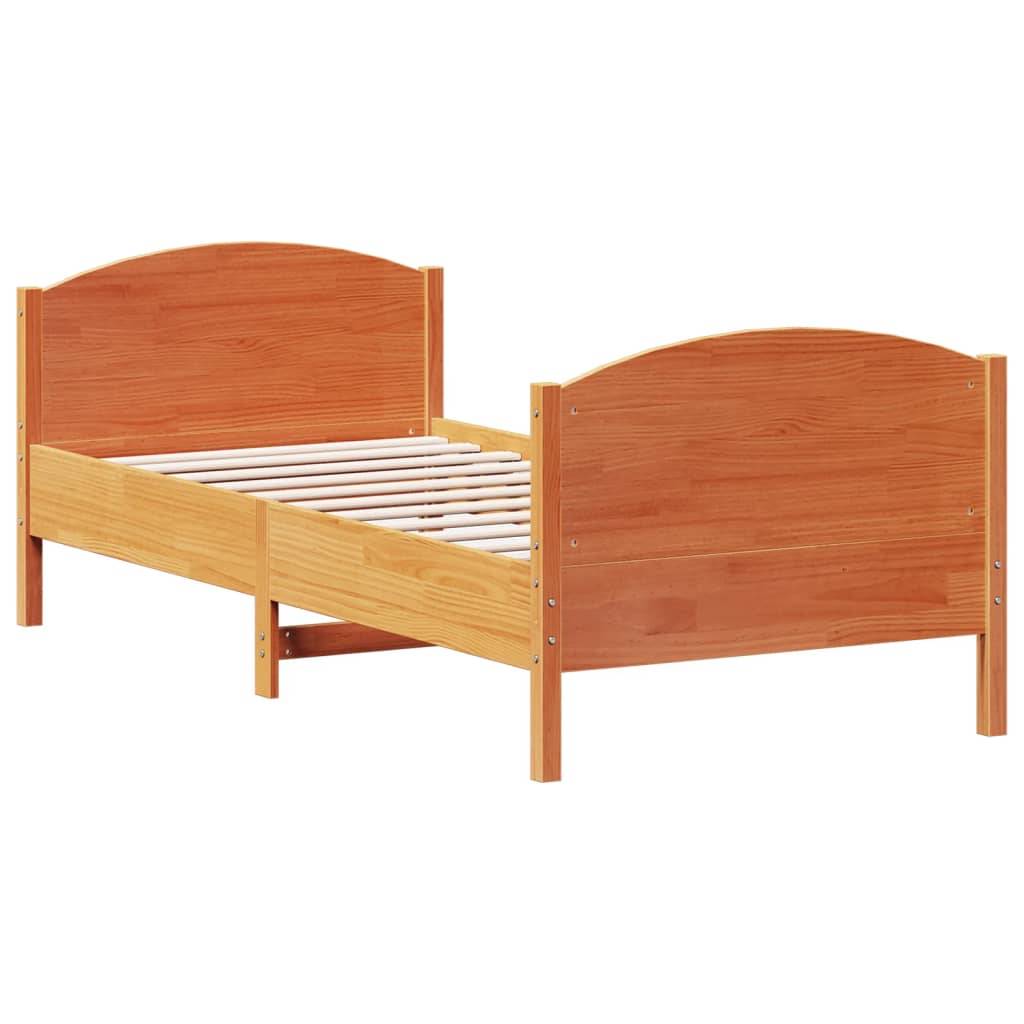 vidaXL Massivholzbett ohne Matratze Wachsbraun 75x190 cm Kiefernholz
