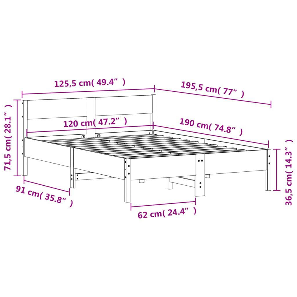 vidaXL Massivholzbett ohne Matratze 120x190 cm Kiefernholz
