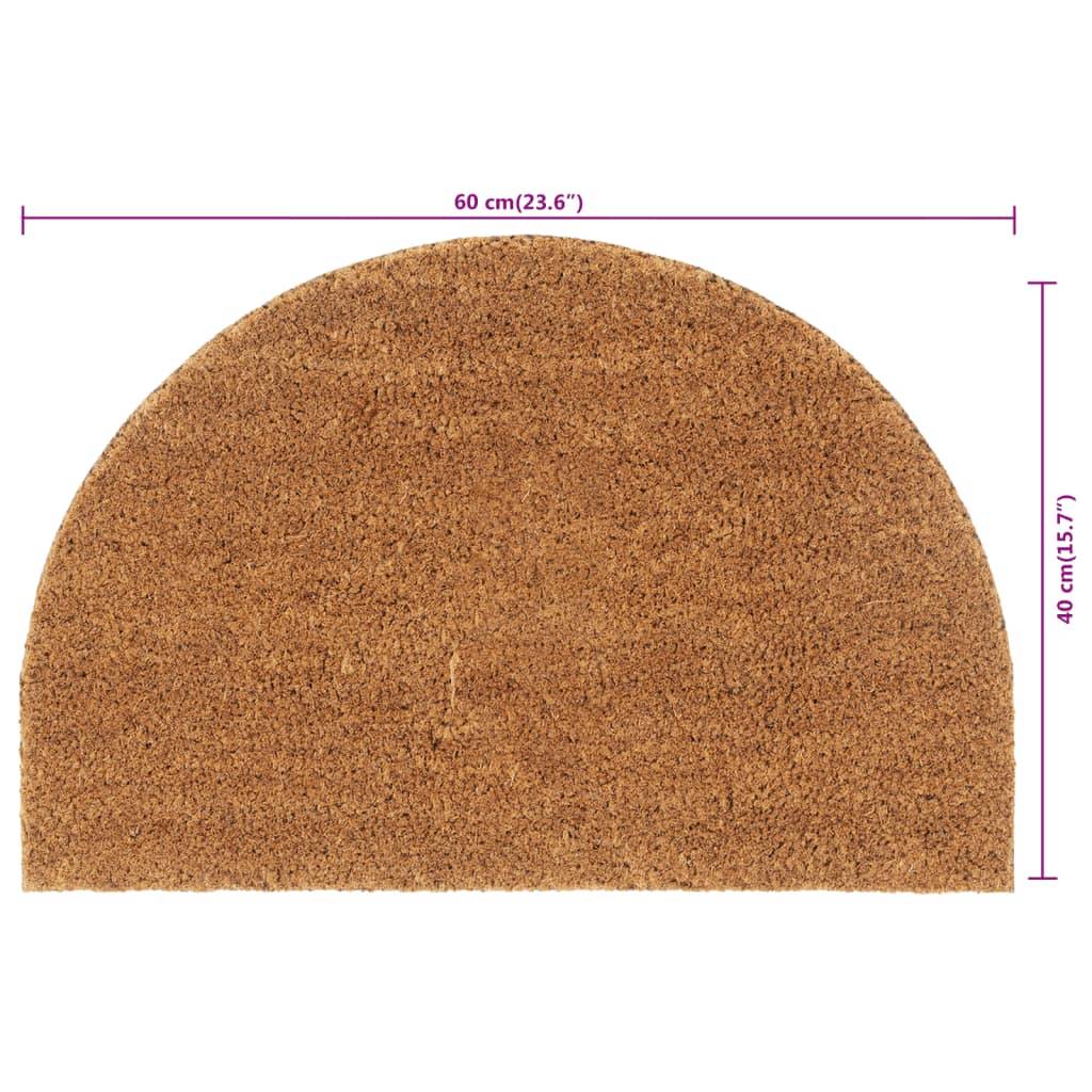 vidaXL Fußmatte Natur Halbrund 40x60 cm Kokosfaser Getuftet