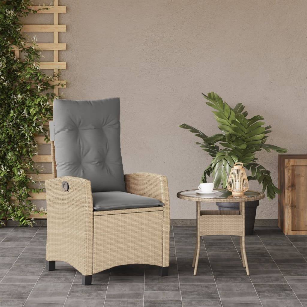 vidaXL Gartensessel mit Kissen Verstellbar Beigemischung Poly Rattan