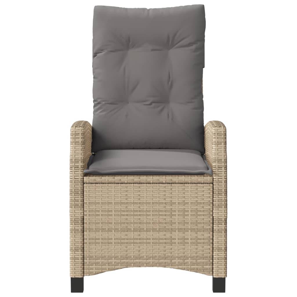 vidaXL Gartensessel mit Kissen Verstellbar Beigemischung Poly Rattan
