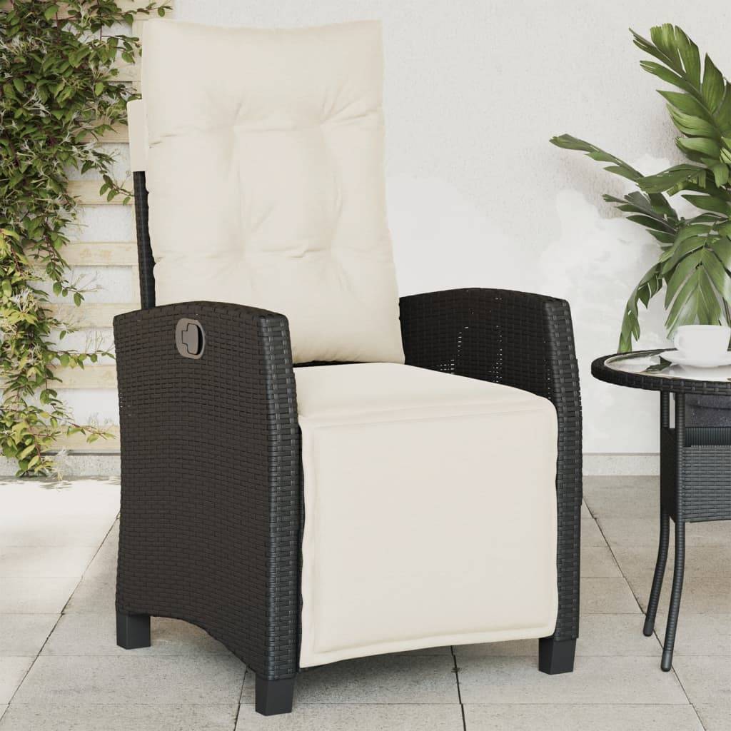 vidaXL Gartensessel mit Fußteil 2 Stk. Verstellbar Schwarz Poly Rattan