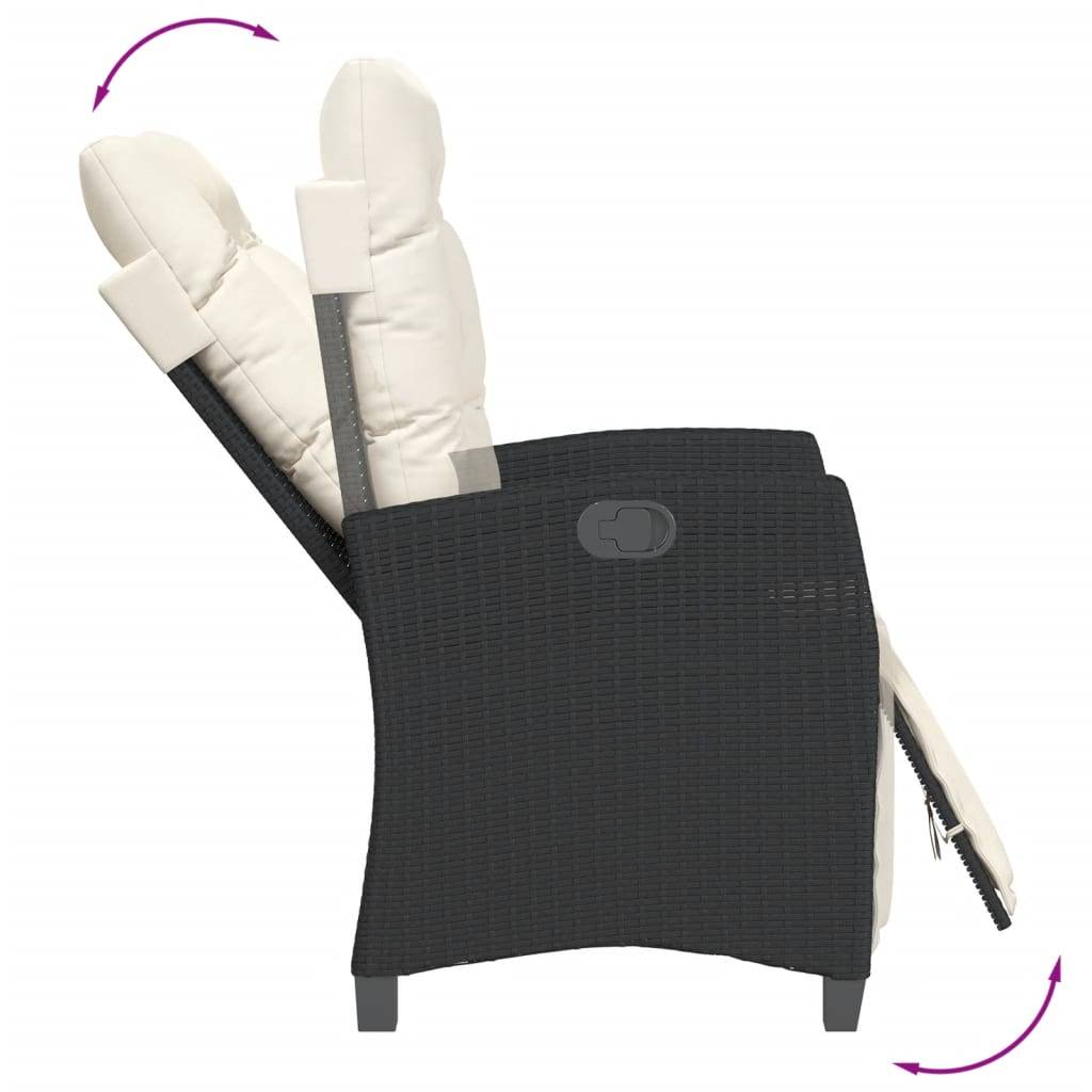 vidaXL 3-tlg. Garten-Essgruppe mit Kissen Schwarz Poly Rattan
