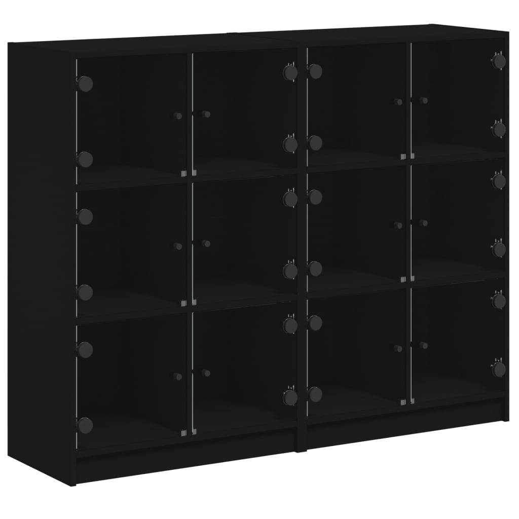 vidaXL Bücherregal mit Türen Schwarz 136x37x109 cm Holzwerkstoff