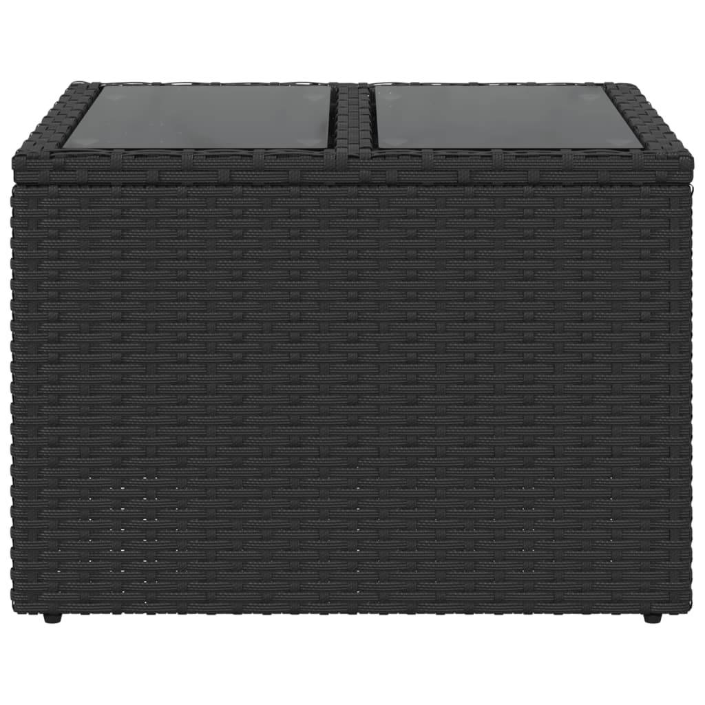 vidaXL Gartentisch mit Glasplatte Schwarz 55x55x37 cm Poly Rattan