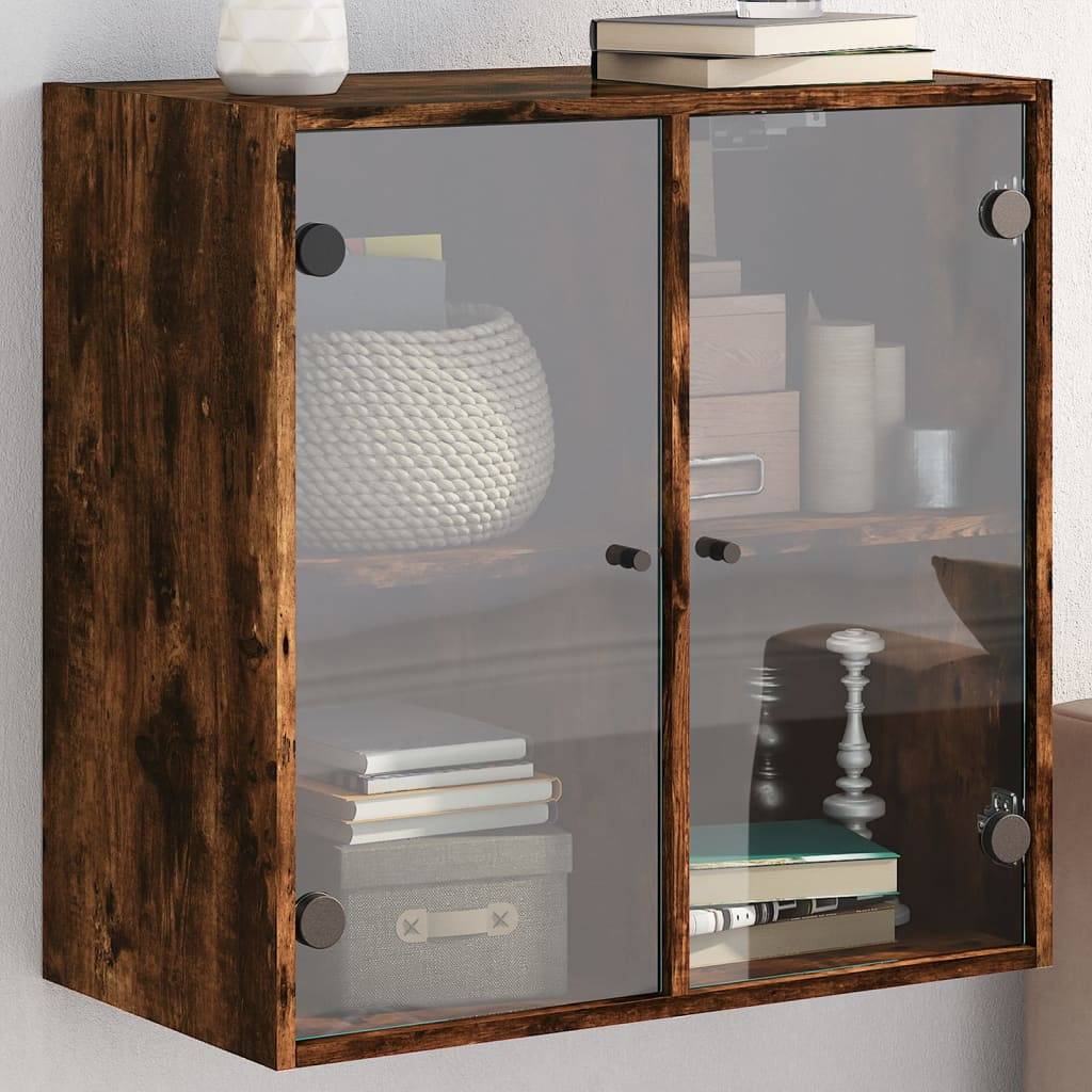 vidaXL Wandschrank mit Glastüren Räuchereiche 68x37x68,5 cm