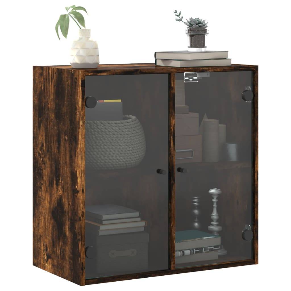 vidaXL Wandschrank mit Glastüren Räuchereiche 68x37x68,5 cm