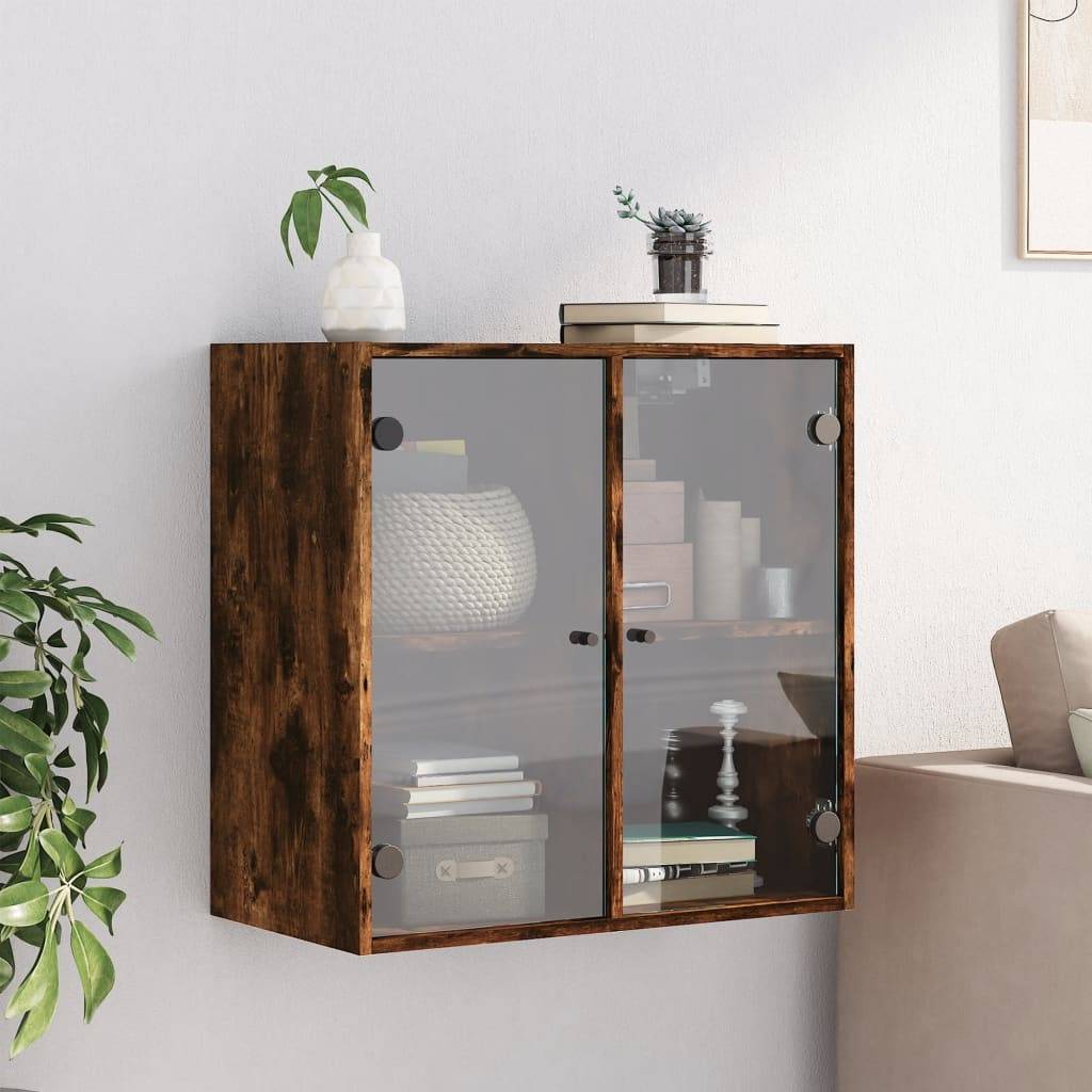 vidaXL Wandschrank mit Glastüren Räuchereiche 68x37x68,5 cm