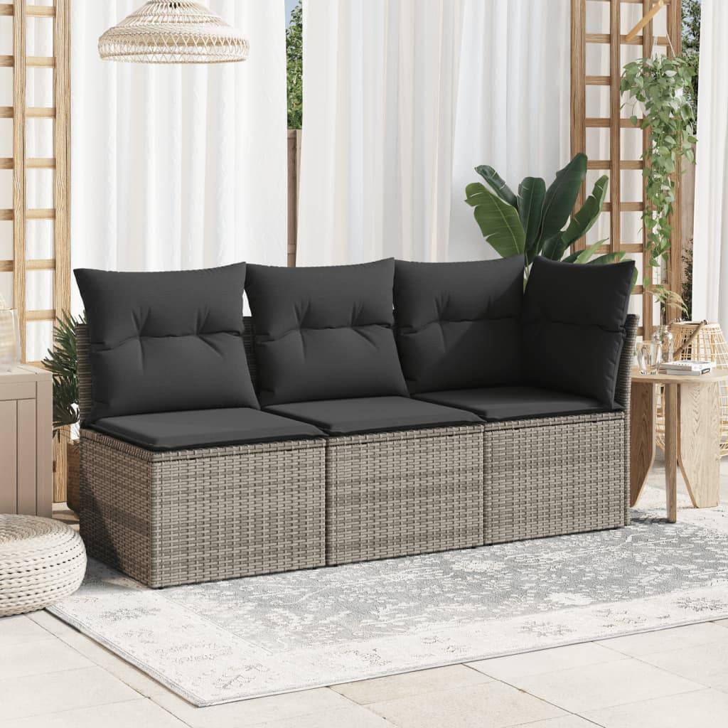 vidaXL Garten-Ecksofa mit Kissen Grau Poly Rattan