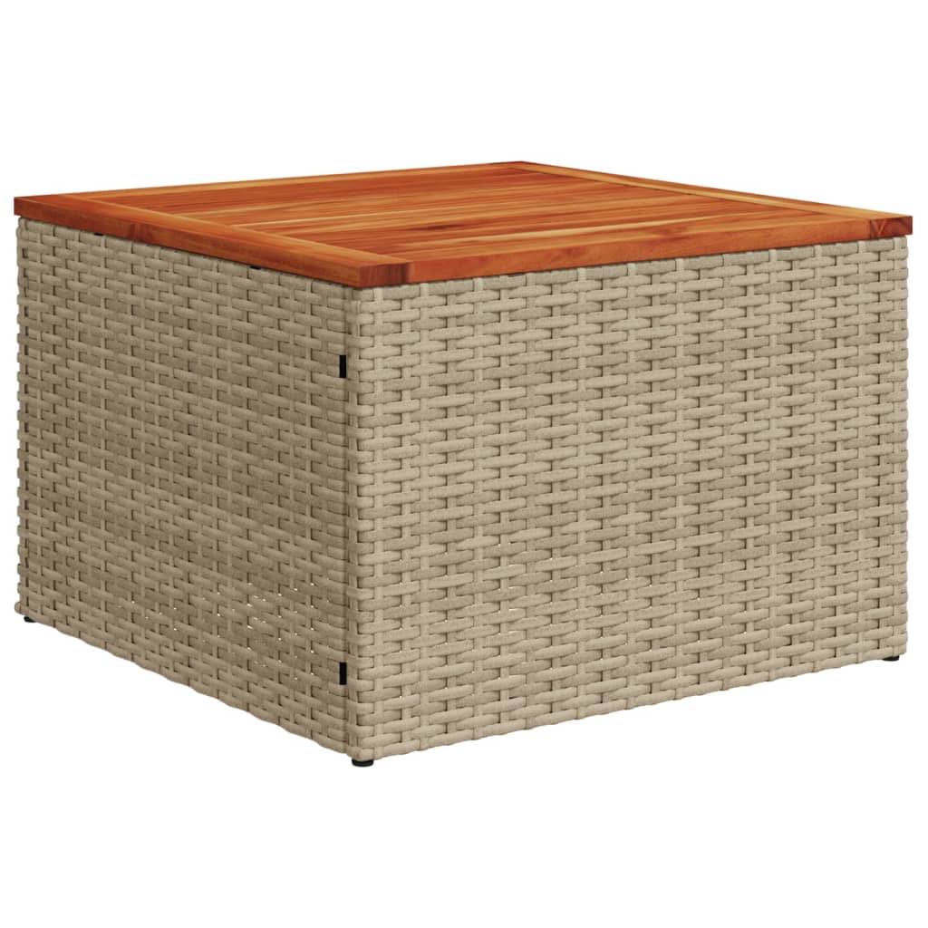 vidaXL Gartentisch Beige 55x55x37 cm Poly Rattan und Akazienholz