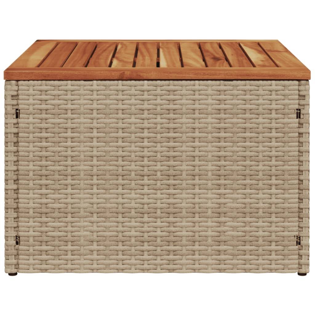 vidaXL Gartentisch Beige 55x55x37 cm Poly Rattan und Akazienholz