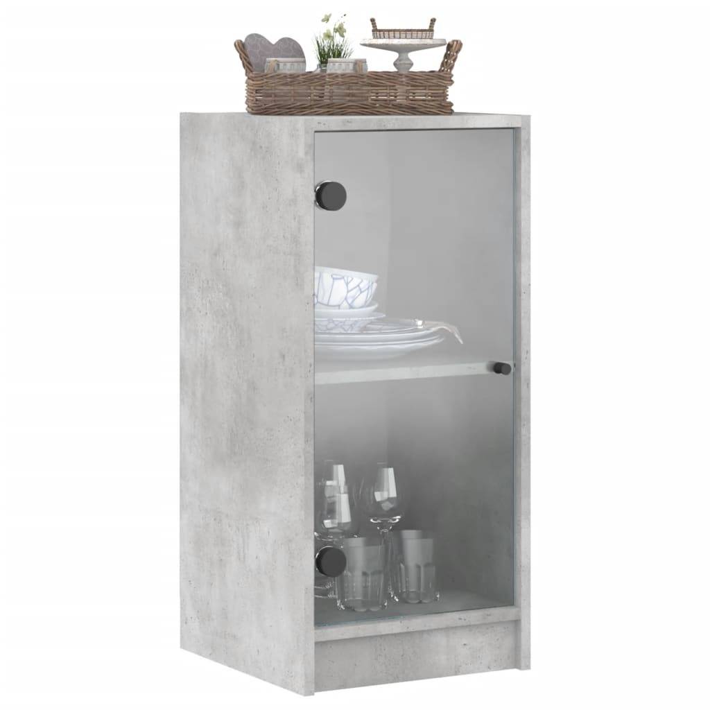 vidaXL Beistellschrank mit Glastüren Betongrau 35x37x75,5 cm