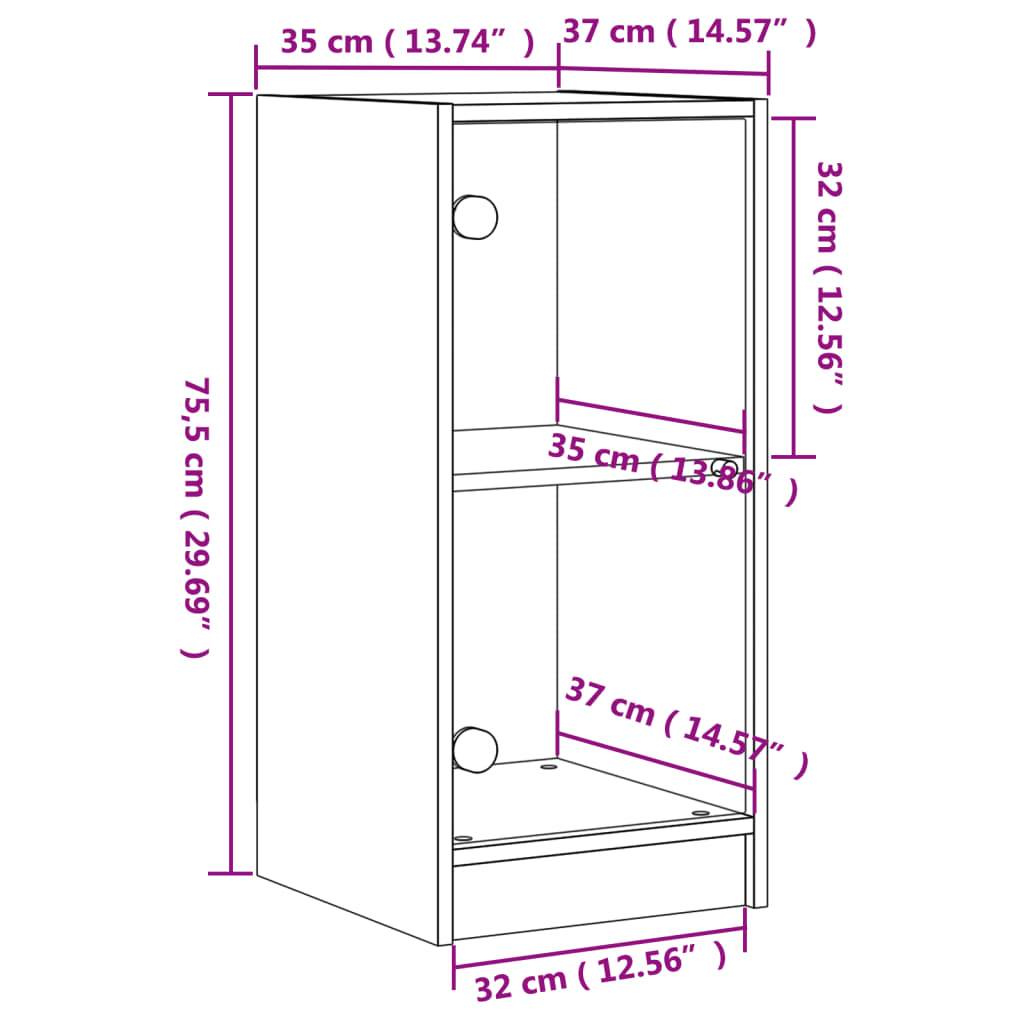 vidaXL Beistellschrank mit Glastüren Betongrau 35x37x75,5 cm