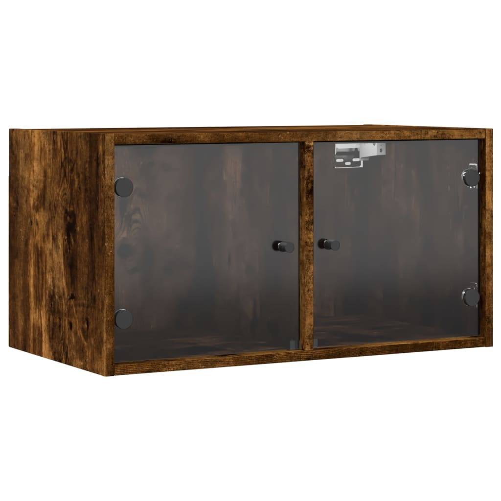 vidaXL Wandschrank mit Glastüren Räuchereiche 68,5x37x35 cm