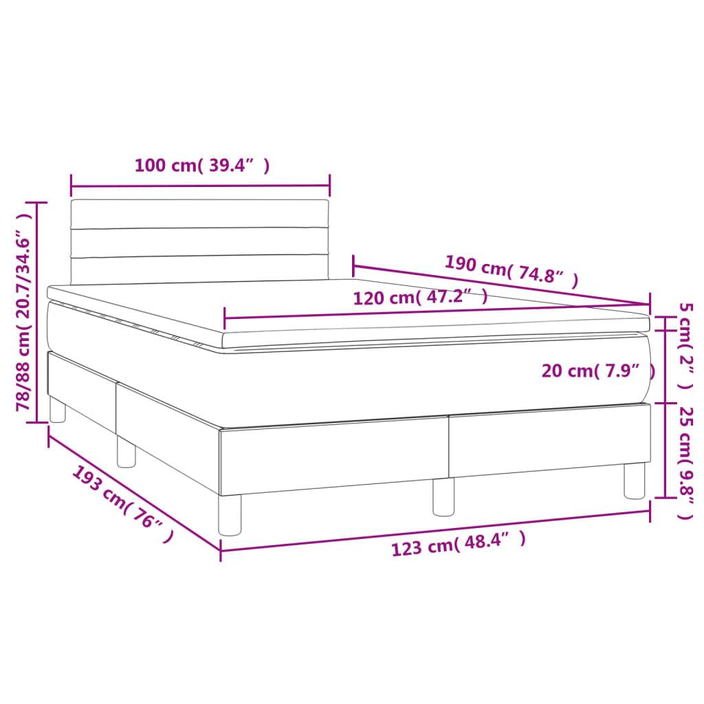 vidaXL Boxspringbett mit Matratze & LED Dunkelgrau 120x190 cm Stoff