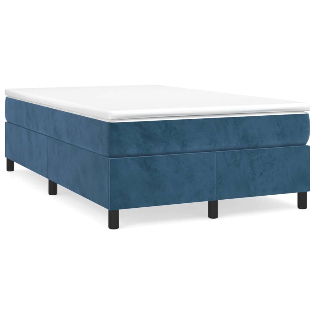 vidaXL Boxspringbett mit Matratze Dunkelblau 120x200 cm Samt