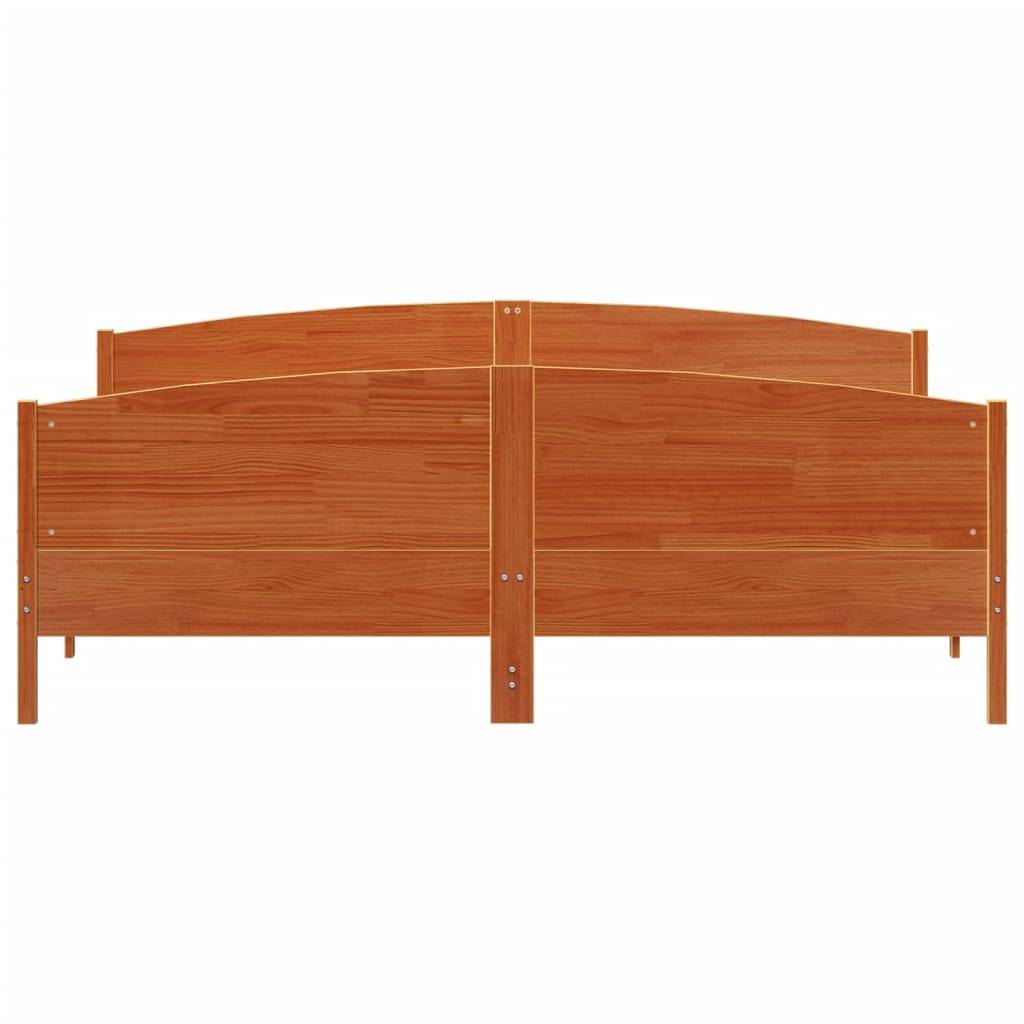 vidaXL Massivholzbett ohne Matratze Wachsbraun 180x200 Kiefernholz