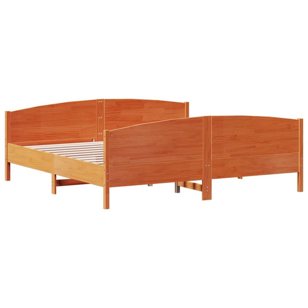 vidaXL Massivholzbett ohne Matratze Wachsbraun 180x200 Kiefernholz