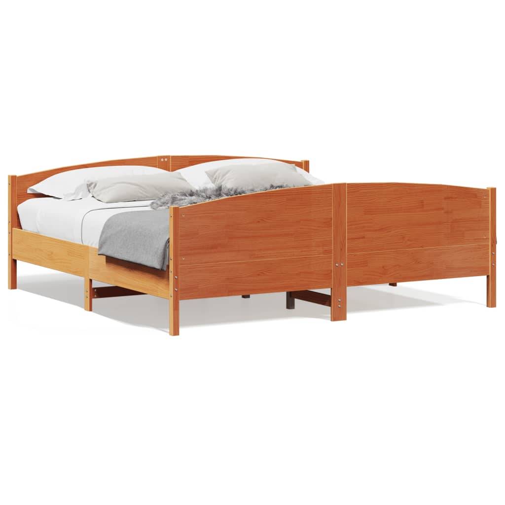 vidaXL Massivholzbett ohne Matratze Wachsbraun 180x200 Kiefernholz