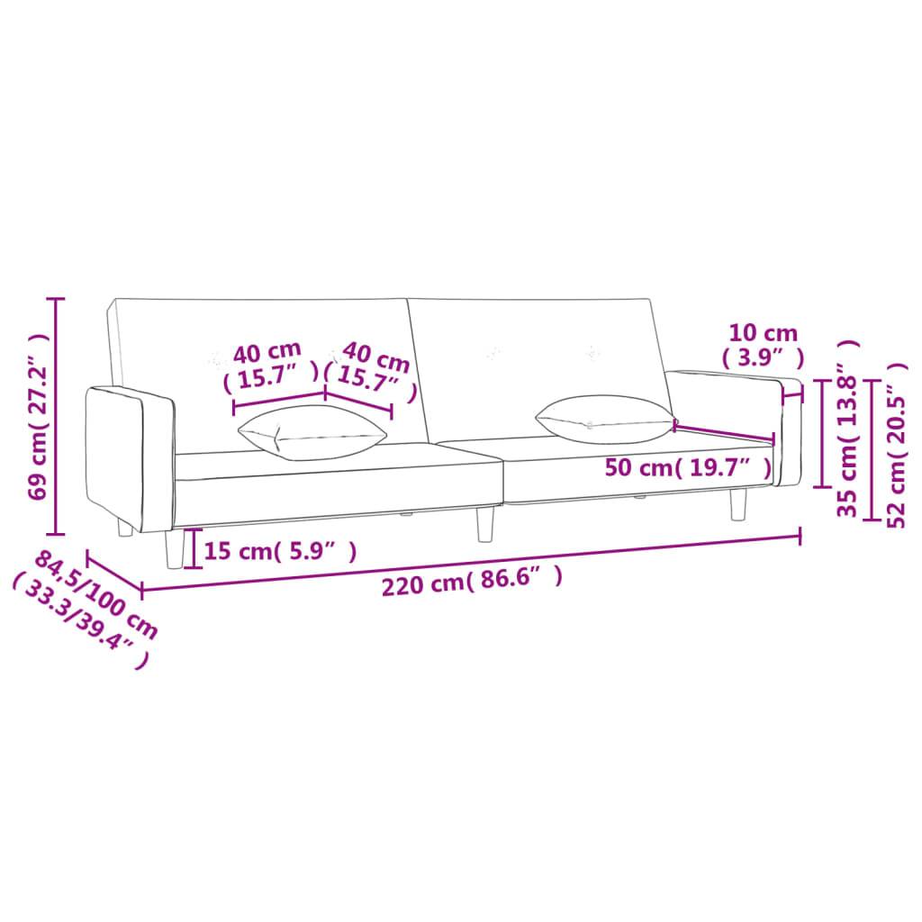 vidaXL Schlafsofa 2-Sitzer mit 2 Kissen Dunkelgrau Stoff