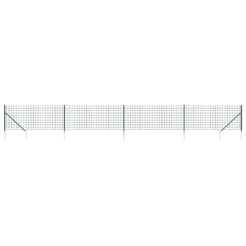 vidaXL Maschendrahtzaun mit Bodenhülsen Grün 0,8x10 m