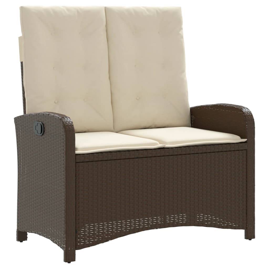 vidaXL Gartenbank Verstellbar mit Kissen Braun Poly Rattan