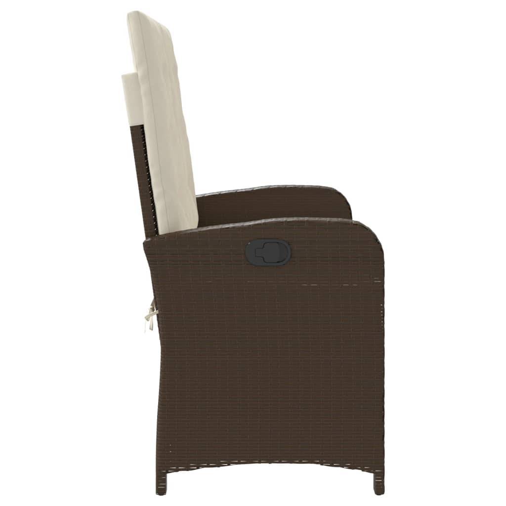 vidaXL Gartenbank Verstellbar mit Kissen Braun Poly Rattan