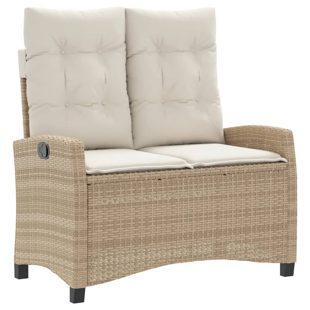 vidaXL 2-tlg. Garten-Essgruppe mit Kissen Beige Poly Rattan