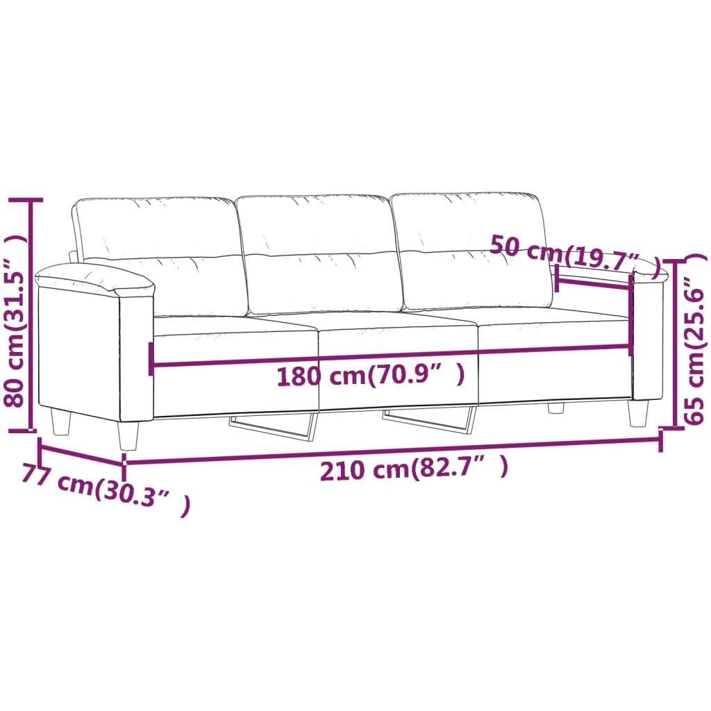 vidaXL 3-Sitzer-Sofa Creme 180 cm Mikrofasergewebe