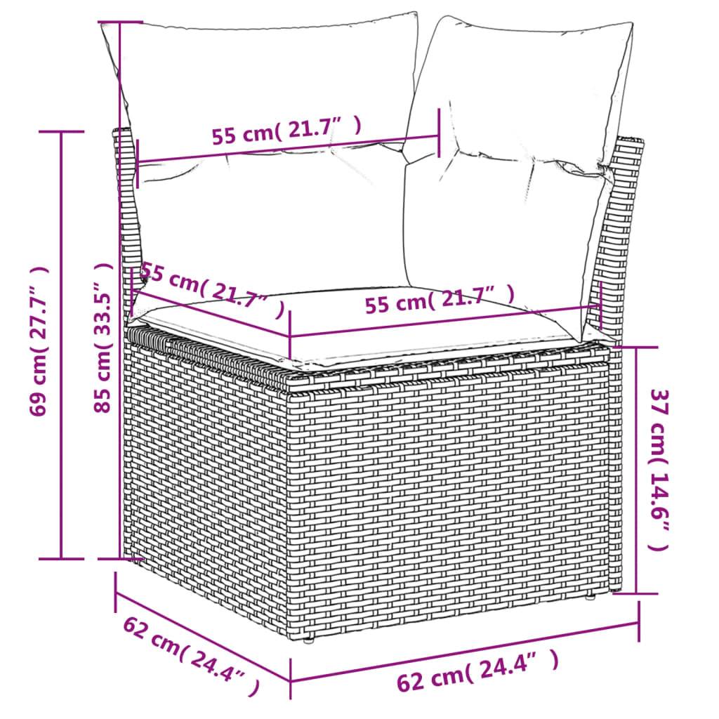 vidaXL Garten-Ecksofa mit Kissen Grau Poly Rattan