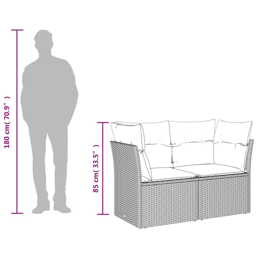 vidaXL Gartensofa mit Kissen 2-Sitzer Schwarz Poly Rattan