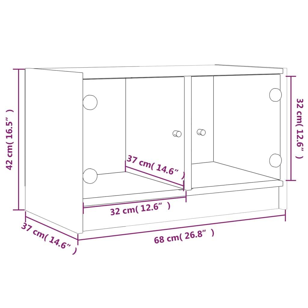 vidaXL TV-Schrank mit Glastüren Braun Eichen-Optik 68x37x42 cm