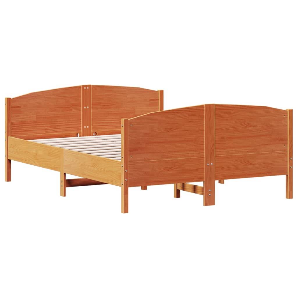 vidaXL Massivholzbett ohne Matratze Wachsbraun 120x190 cm Kiefernholz