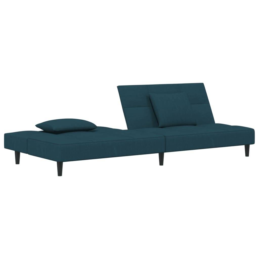 vidaXL Schlafsofa 2-Sitzer mit 2 Kissen Blau Samt
