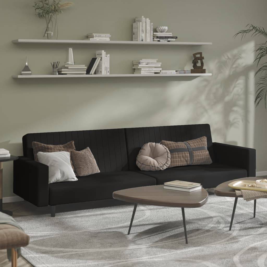 vidaXL Schlafsofa 2-Sitzer Schwarz Samt