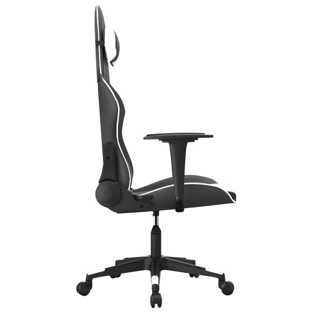 vidaXL Gaming-Stuhl mit Massagefunktion Schwarz und Weiß Kunstleder