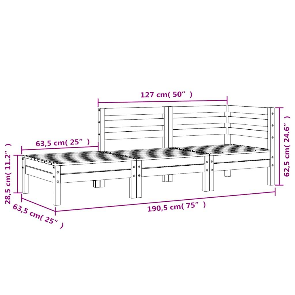vidaXL Gartensofa 3-Sitzer Massivholz Douglasie
