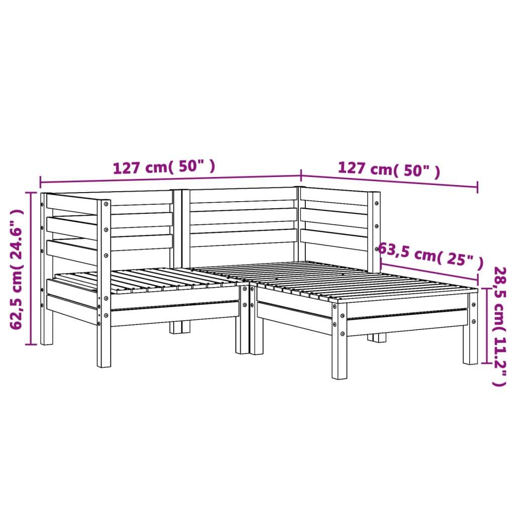 vidaXL Gartensofa 2-Sitzer mit Hocker Massivholz Douglasie
