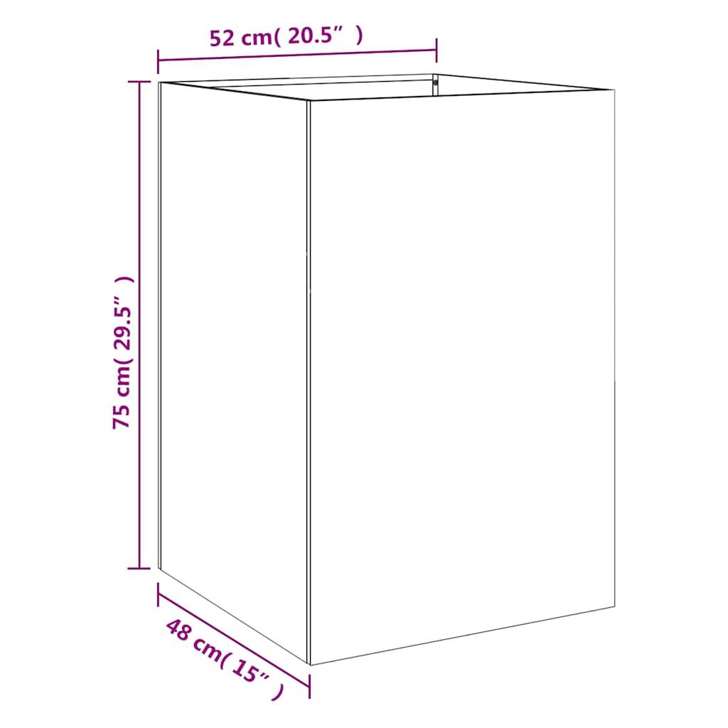 vidaXL Pflanzkübel Silbern 52x48x75 cm Verzinkter Stahl
