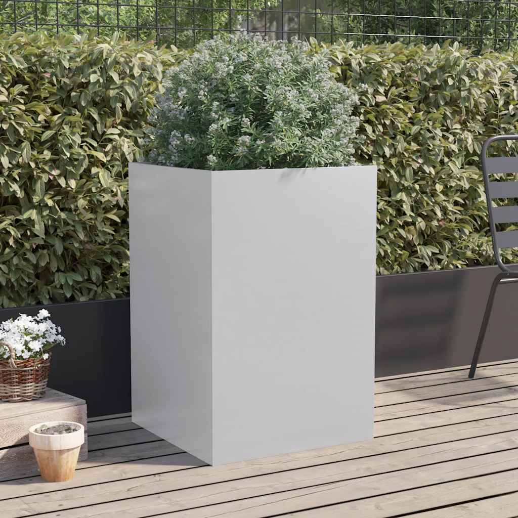 vidaXL Pflanzkübel Silbern 52x48x75 cm Verzinkter Stahl