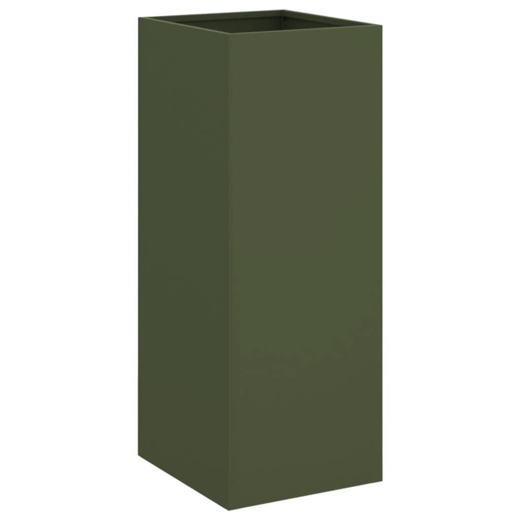 vidaXL Pflanzkübel Olivgrün 32x29x75 cm Stahl