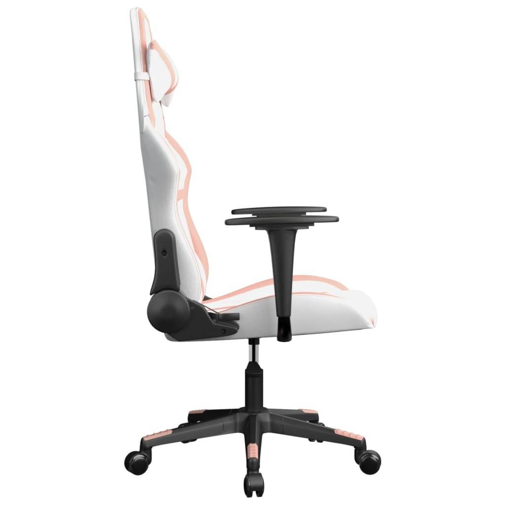 vidaXL Gaming-Stuhl mit Massagefunktion Weiß und Rosa Kunstleder