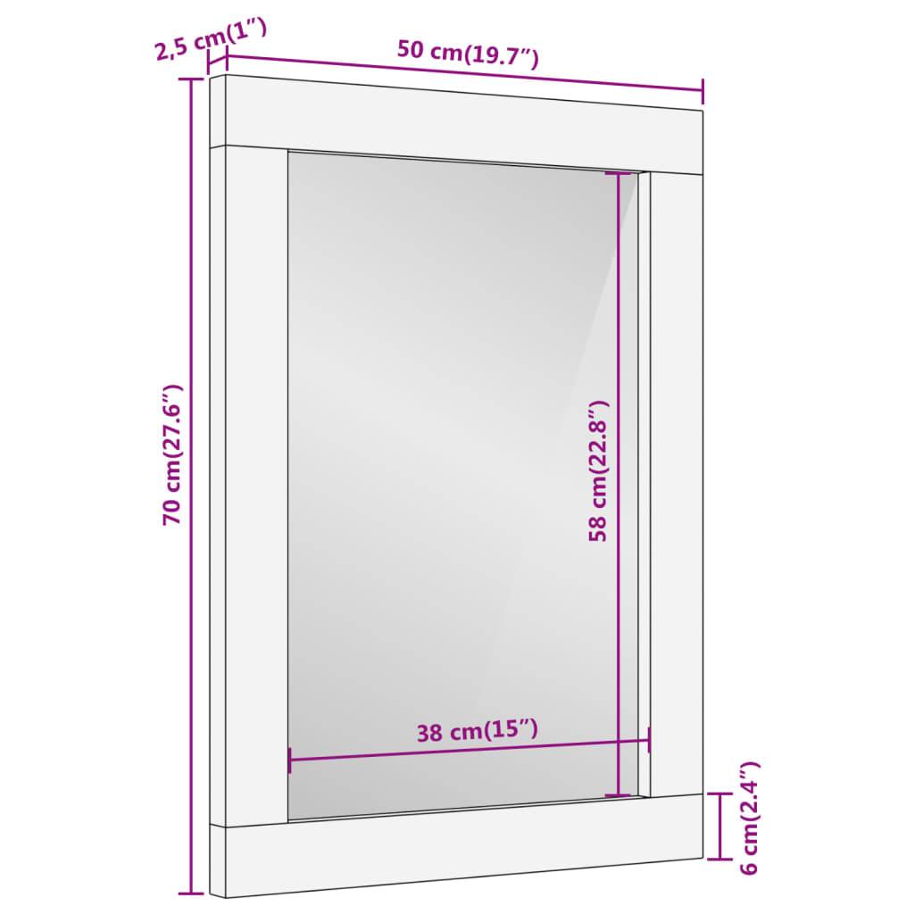 vidaXL Badspiegel 50x70x2,5 cm Massivholz Mango und Glas