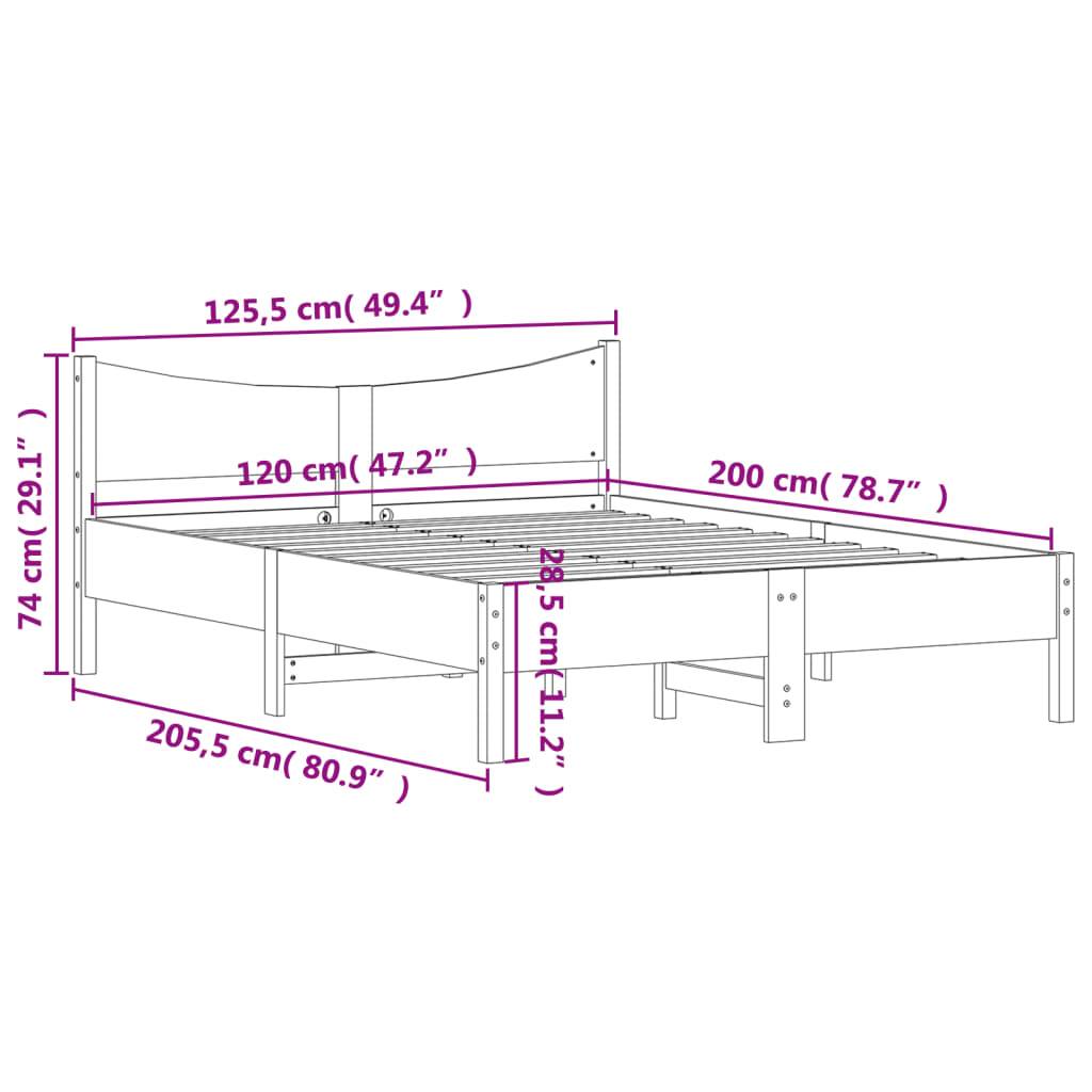 vidaXL Massivholzbett ohne Matratze Weiß 120x200 cm Kiefernholz