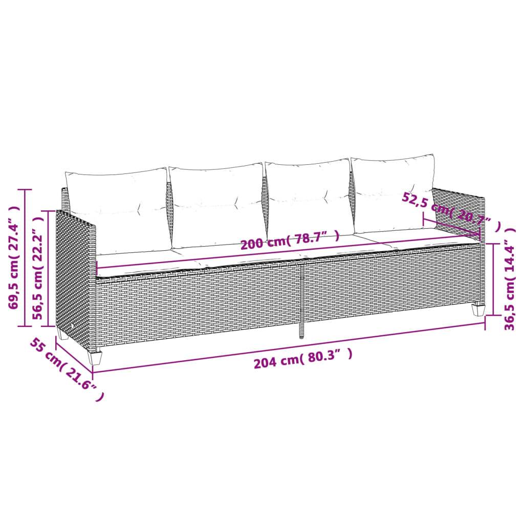vidaXL Sonnenliege mit Kissen Beige Poly Rattan