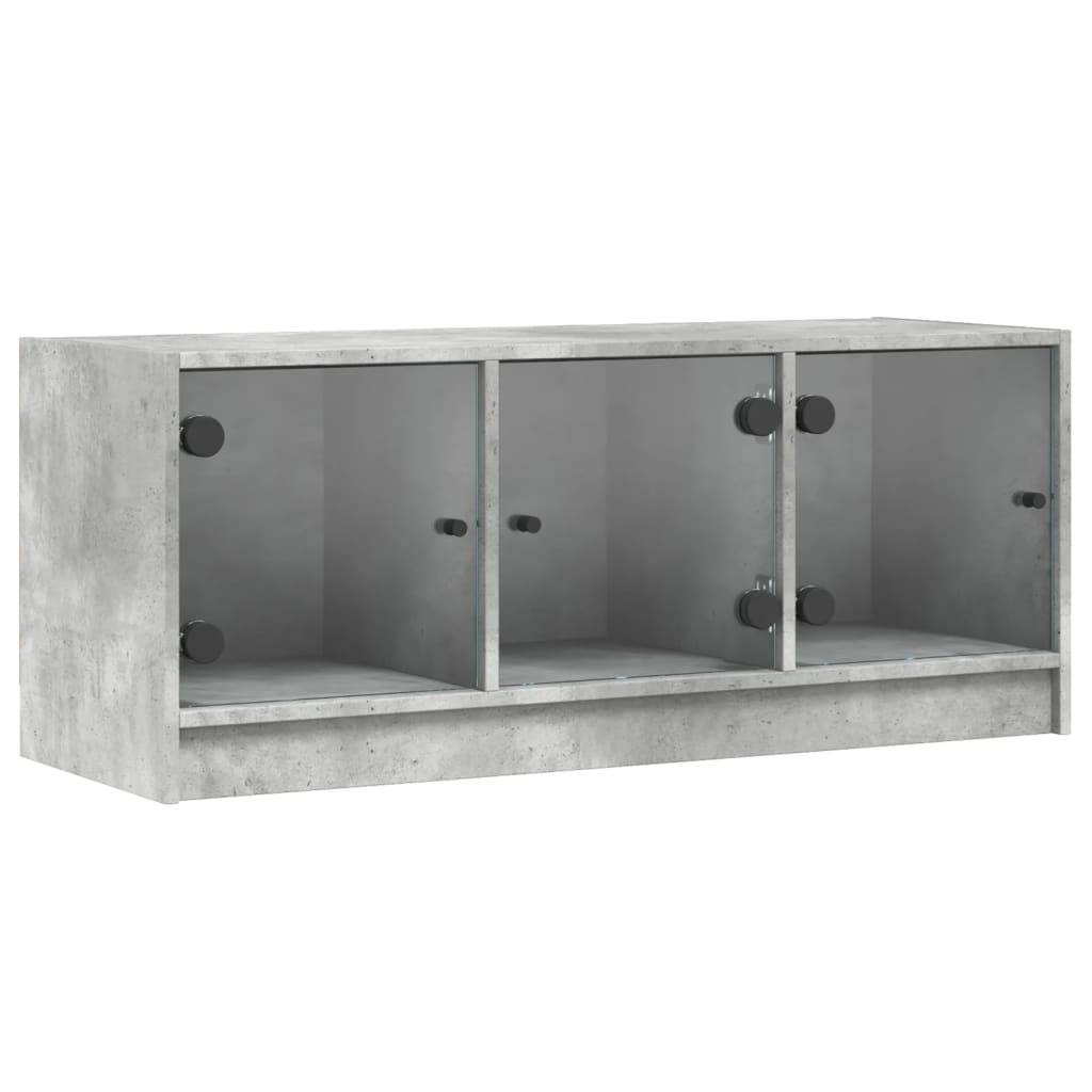 vidaXL TV-Schrank mit Glastüren Betongrau 102x37x42 cm