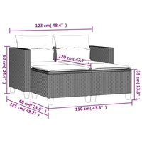 vidaXL Gartensofa 2-Sitzer mit Hockern Schwarz Poly Rattan vidaXL Gartensofa 2-Sitzer mit Hockern Schwarz Poly Rattan
