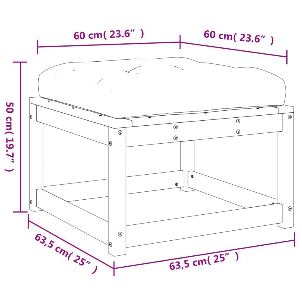 vidaXL Gartenhocker mit Kissen Weiß Massivholz Kiefer