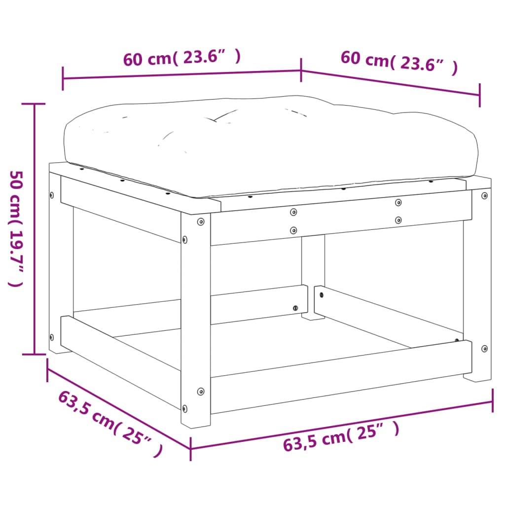 vidaXL Gartenhocker mit Kissen Massivholz Kiefer