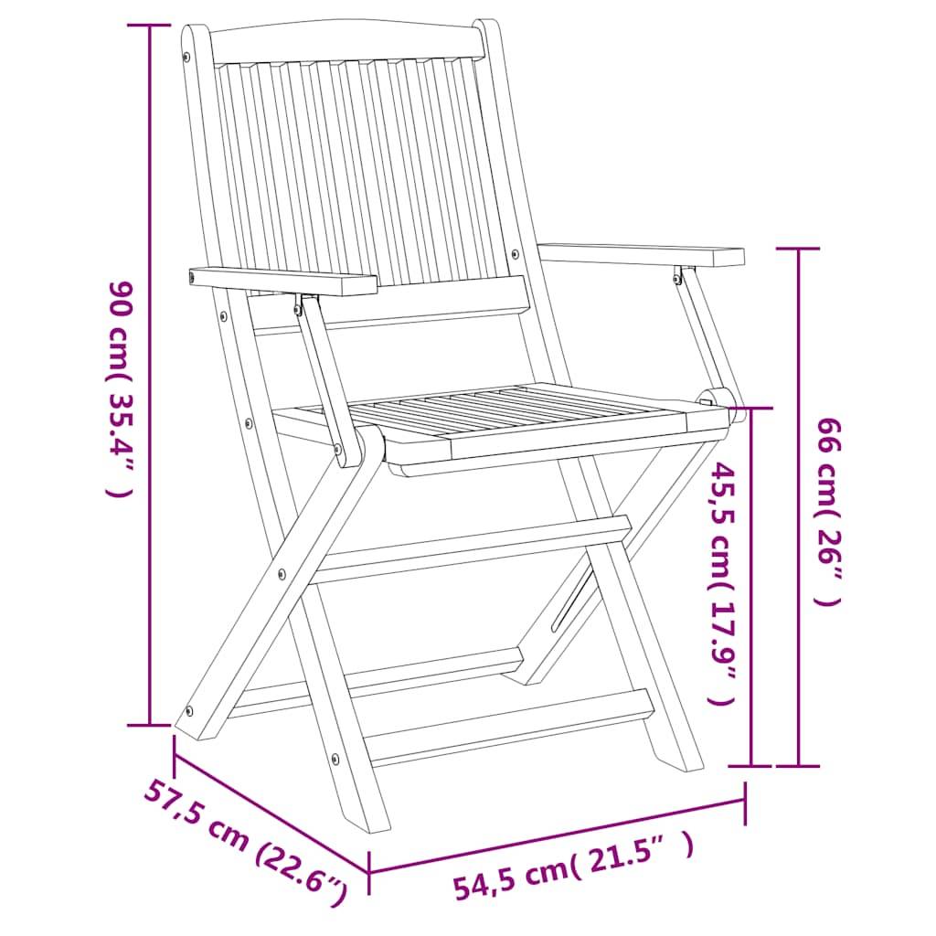vidaXL Gartenstühle 4 Stk. Klappbar 57,5x54,5x90 cm Massivholz Akazie